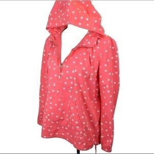 Cotton Polka Dot Anorak Jacket‎ Half Zip Hooded Pullover, Small